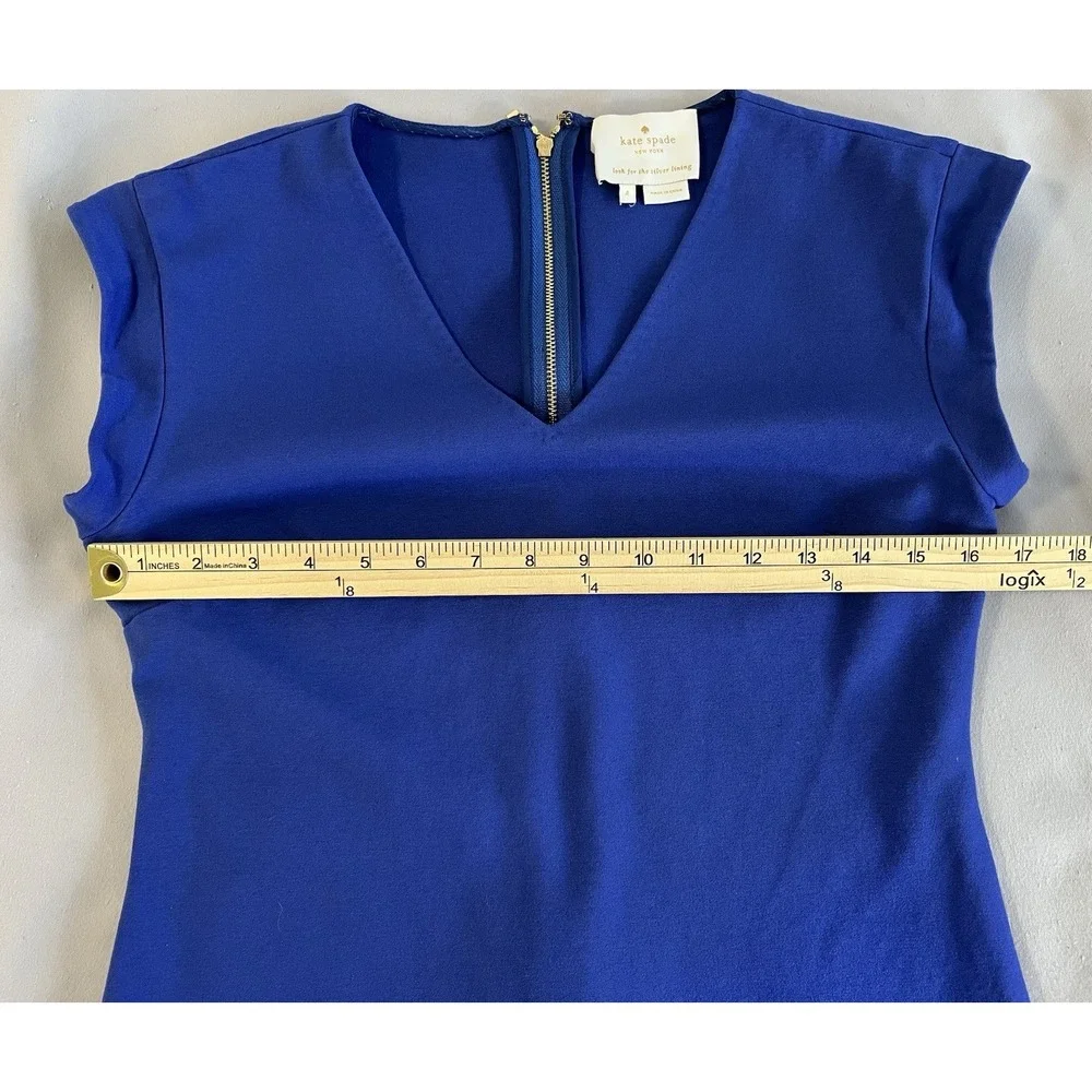 Kate Spade A-Line Mini Dress  Size 4 Royal‎ Blue V-Neck Women's